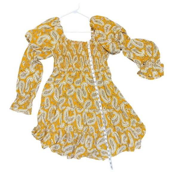 Yellow Sunny Bohemian Bliss: Paisley Long Sleeve Floral Dress size Large NWOT - Picture 14 of 14